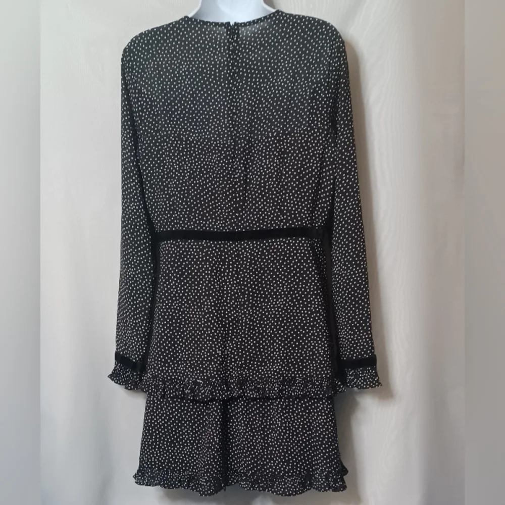 Lulus Women's Black and White Polka-dot Long Sleeve Mini Dress. Size L - Picture 11 of 14